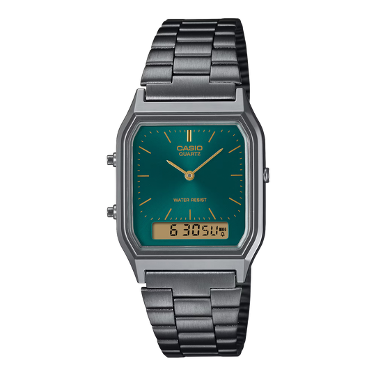 Vintage Edgy Watch - Silver/Green - AQ-230EGG-3AEF