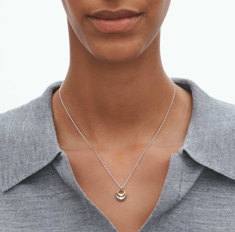 Curve Pendant - Silver & Yellow Gold - 10018360