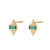 Audrey Stud Earrings With Green Stones - Gold - 	Audrey Stud Earrings With Green Stones - Gold - SPG-92