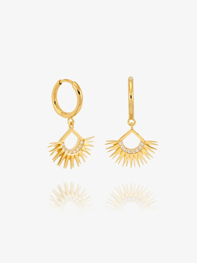Rising Sun Huggie Hoop Earrings - Gold - DSE10WTGP