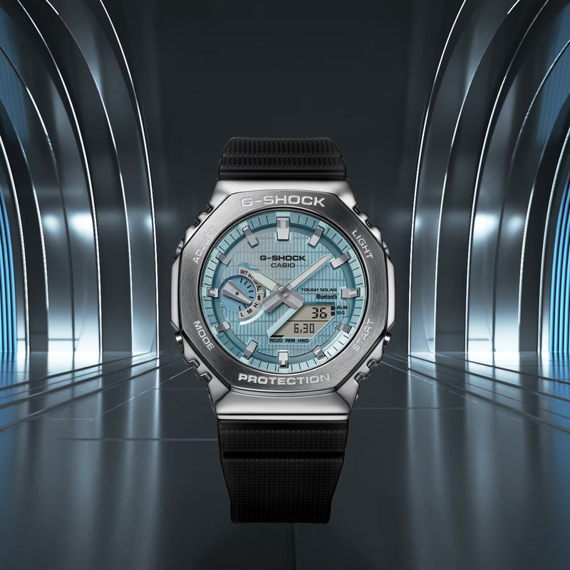 Unisex G-Shock G-Steel Watch - Black/Sky Blue - GBM-2100A-1A2ER
