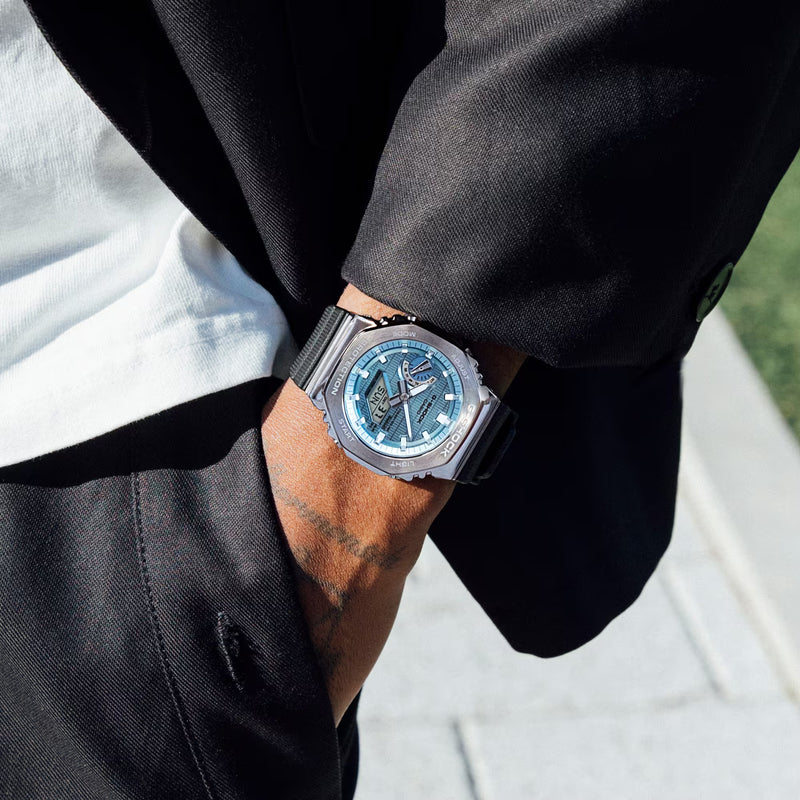 Unisex G-Shock G-Steel Watch - Black/Sky Blue - GBM-2100A-1A2ER