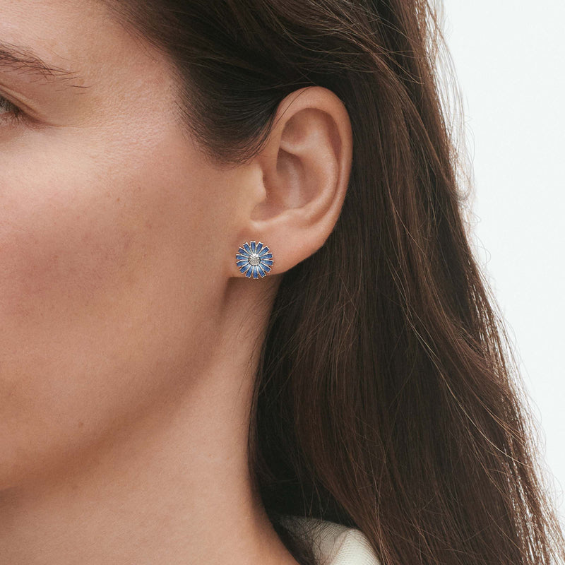 Daisy Stud Earrings - Silver/Blue - 20001544