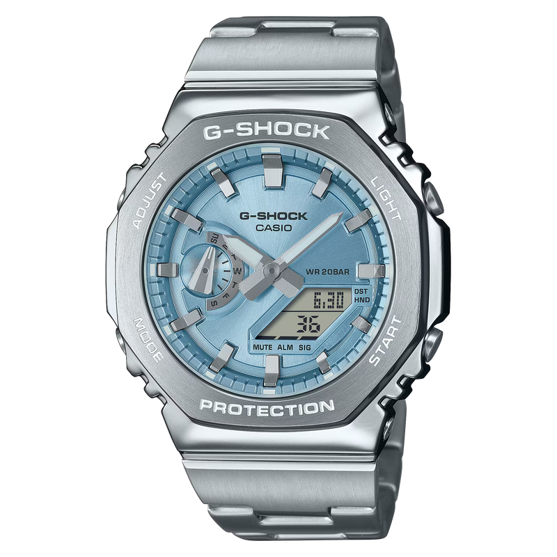 Unisex G-Shock G-Steel Watch - Silver/Light Blue - GM-2110D-2AER