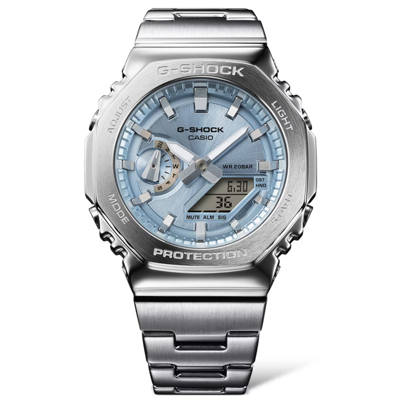 Unisex G-Shock G-Steel Watch - Silver/Light Blue - GM-2110D-2AER