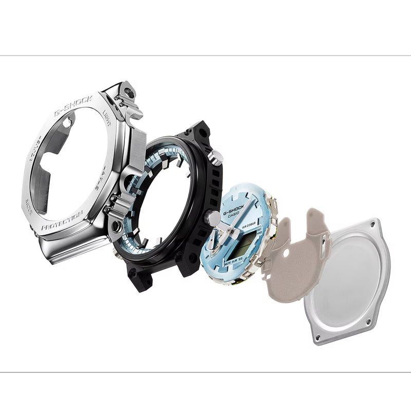 Unisex G-Shock G-Steel Watch - Silver/Light Blue - GM-2110D-2AER