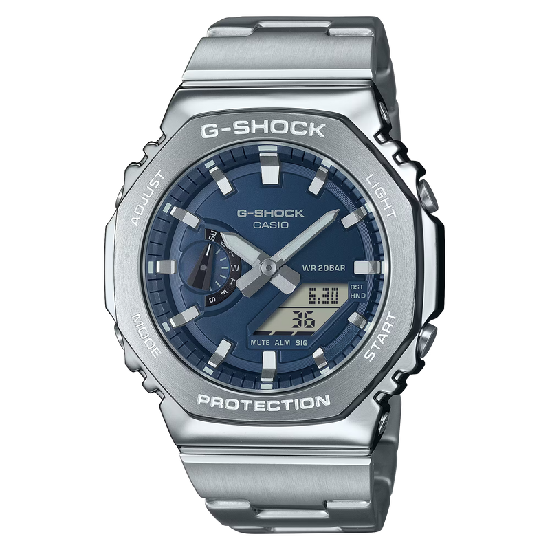 Unisex G-Shock G-Steel Watch - Silver/Dark Blue - GM-2110D-2BER