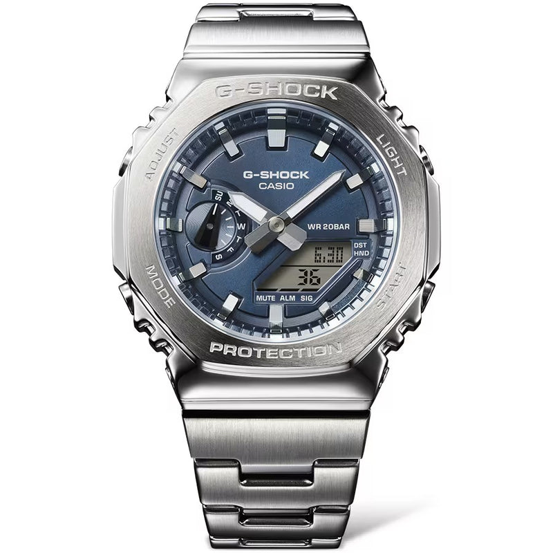 Unisex G-Shock G-Steel Watch - Silver/Dark Blue - GM-2110D-2BER