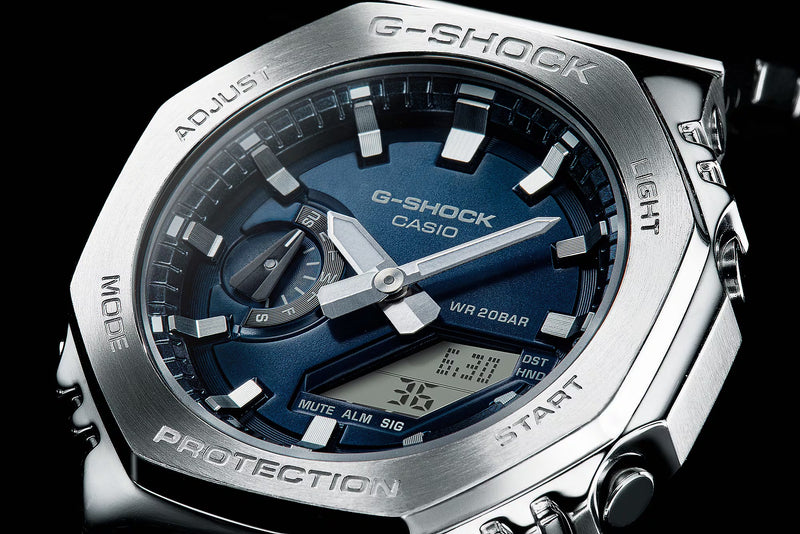 Unisex G-Shock G-Steel Watch - Silver/Dark Blue - GM-2110D-2BER