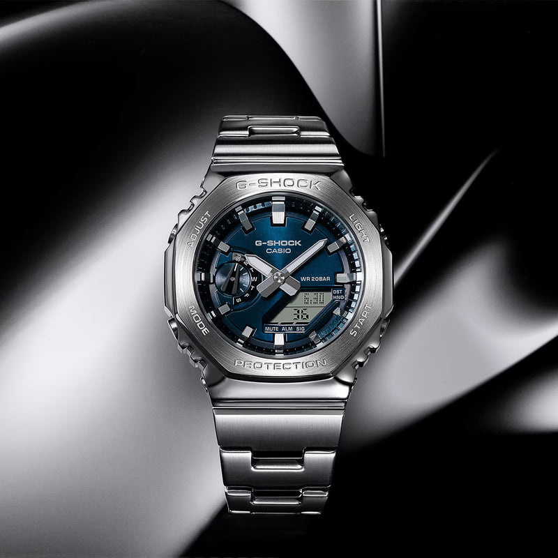 Unisex G-Shock G-Steel Watch - Silver/Dark Blue - GM-2110D-2BER