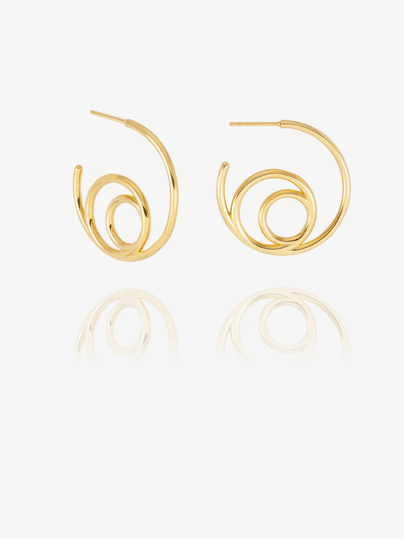 Medium Swirl Hoop Earrings - Gold - GRE02GP