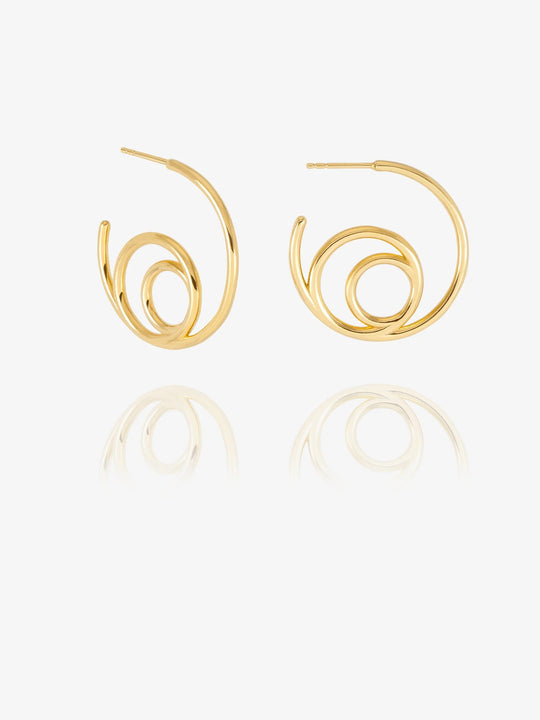 Medium Swirl Hoop Earrings - Gold - GRE02GP