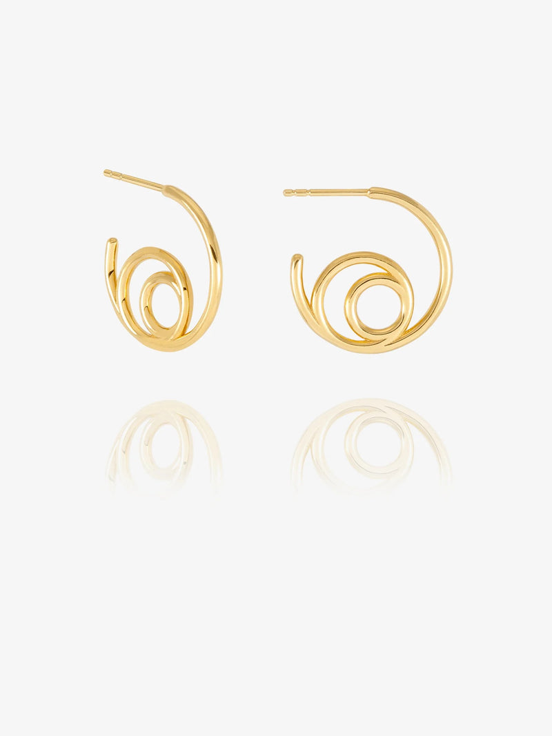 Small Swirl Hoop Earrings - Gold - GRE03GP