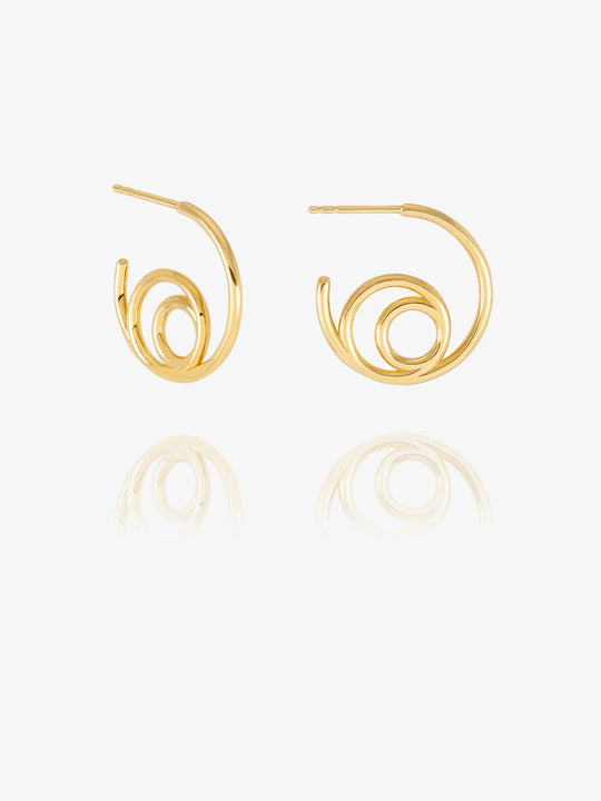 Small Swirl Hoop Earrings - Gold - GRE03GP