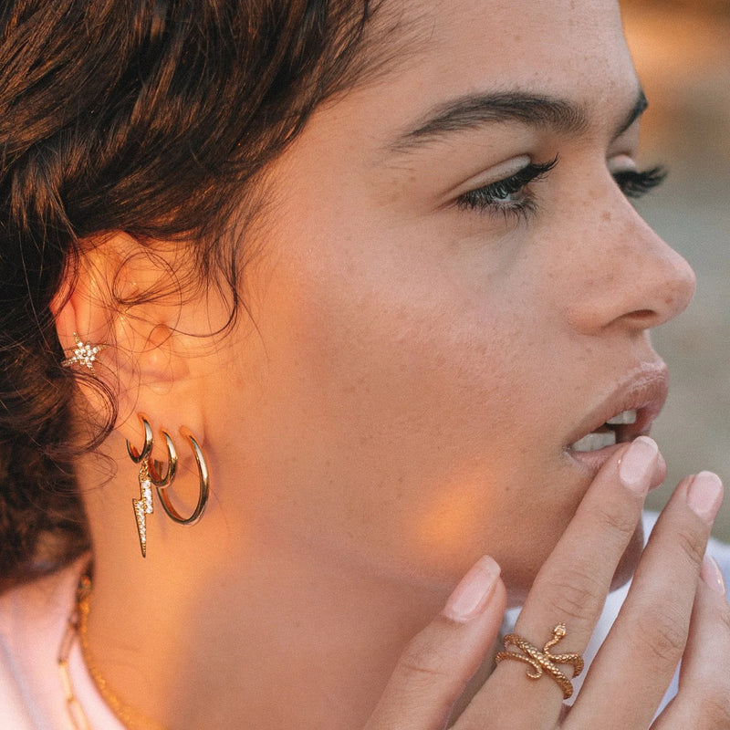 Large Huggie Hoop Earrings - Gold - SPG-194