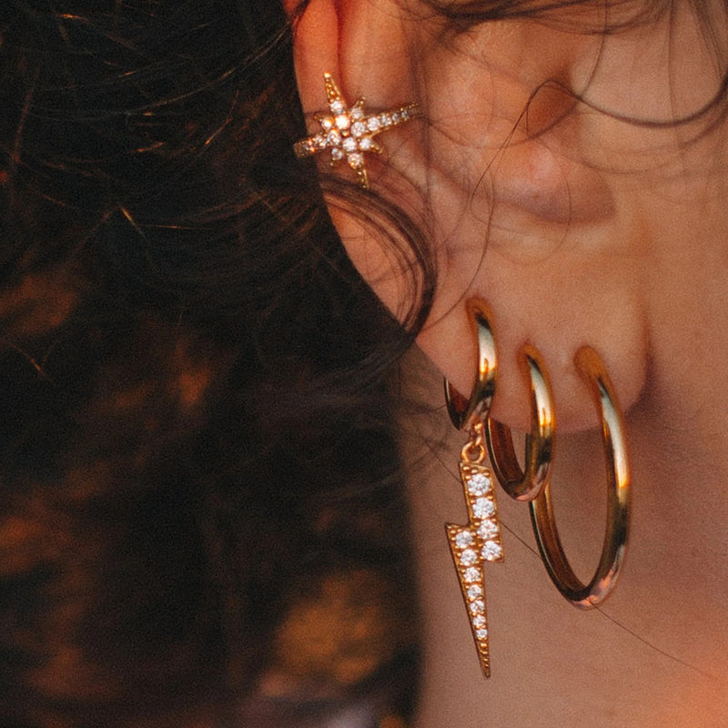 Large Huggie Hoop Earrings - Gold - SPG-194