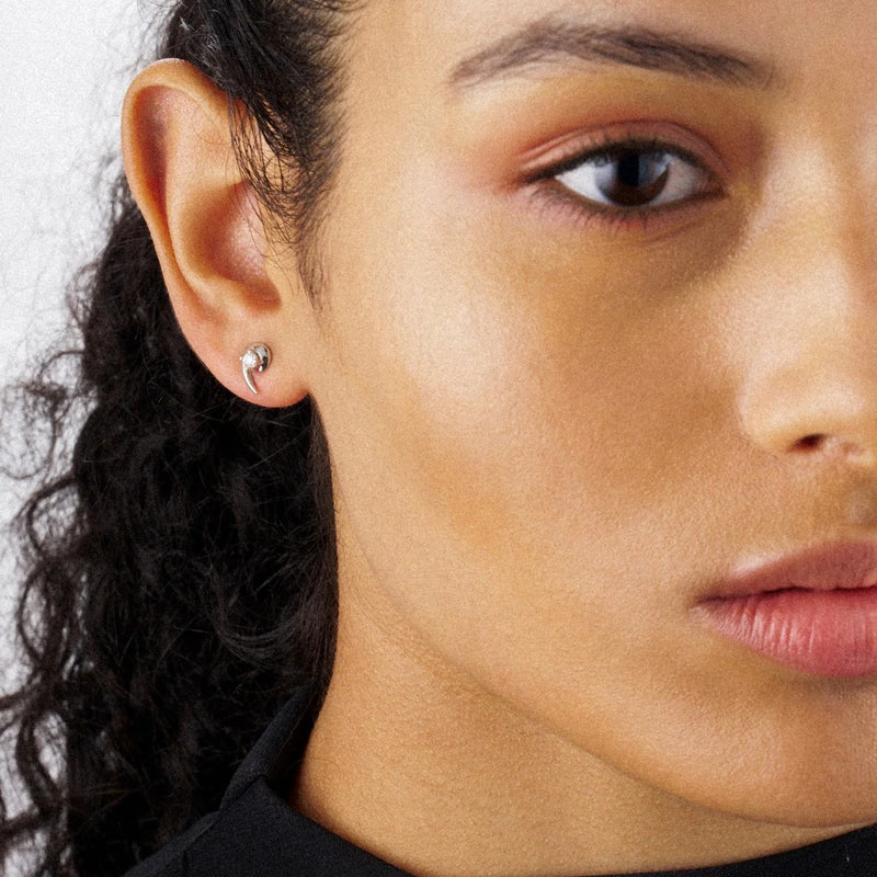 Talon Diamond Stud Earrings - Silver - HT044.SSWHEOS