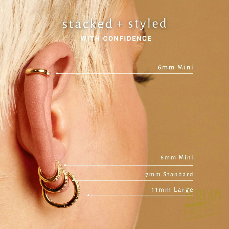 Mini Sparkling Huggie Hoop Earrings - Silver - SPS-134