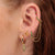 Emerald Green Stone Double Chain Huggie Earring - Gold - SPG-25009-185