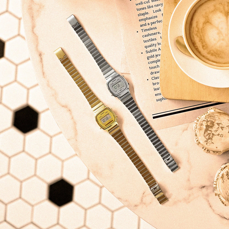 Unisex Vintage Mini Digital Watch - Silver - LA670WEA-7EF