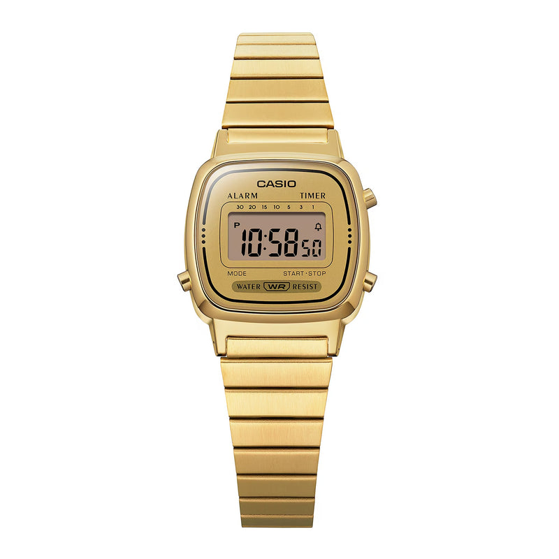 Unisex Vintage Mini Digital Watch - Gold - LA670WEGA-9EF