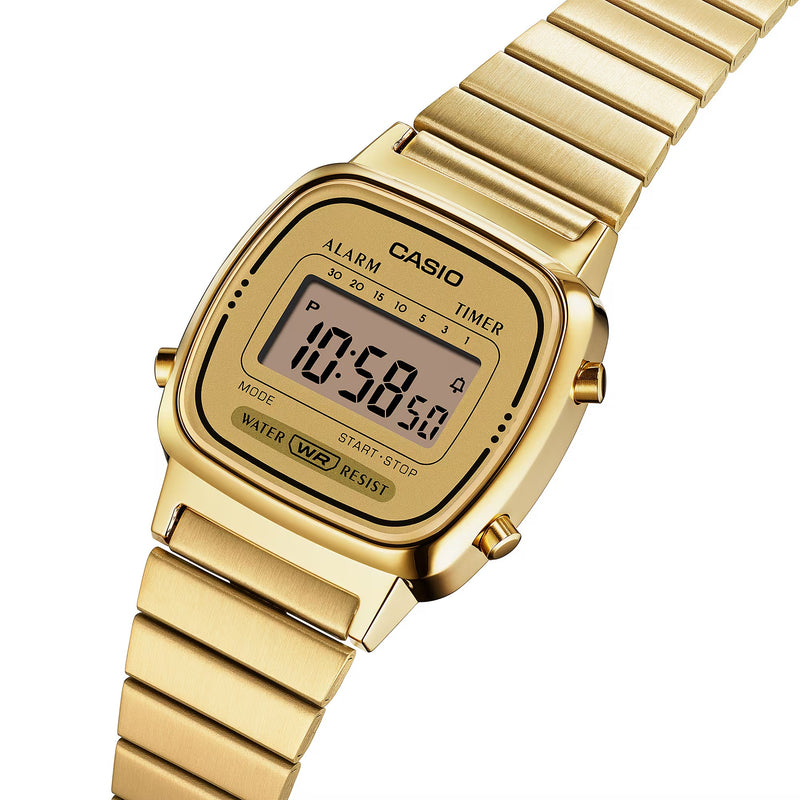 Unisex Vintage Mini Digital Watch - Gold - LA670WEGA-9EF