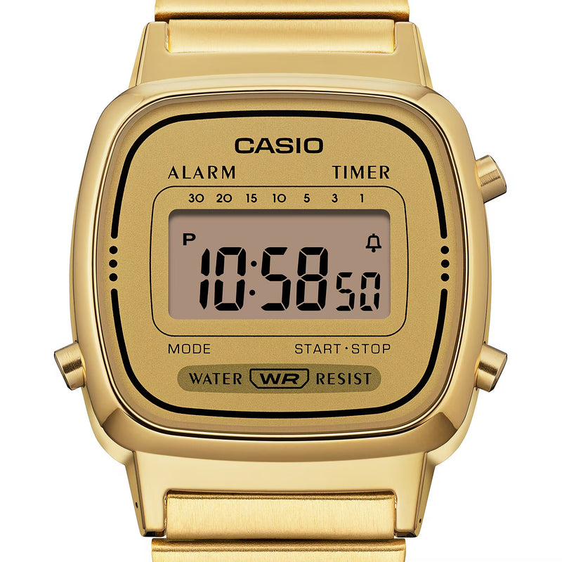 Unisex Vintage Mini Digital Watch - Gold - LA670WEGA-9EF