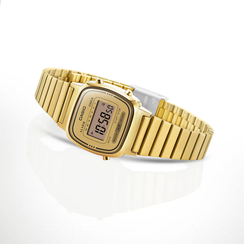 Unisex Vintage Mini Digital Watch - Gold - LA670WEGA-9EF