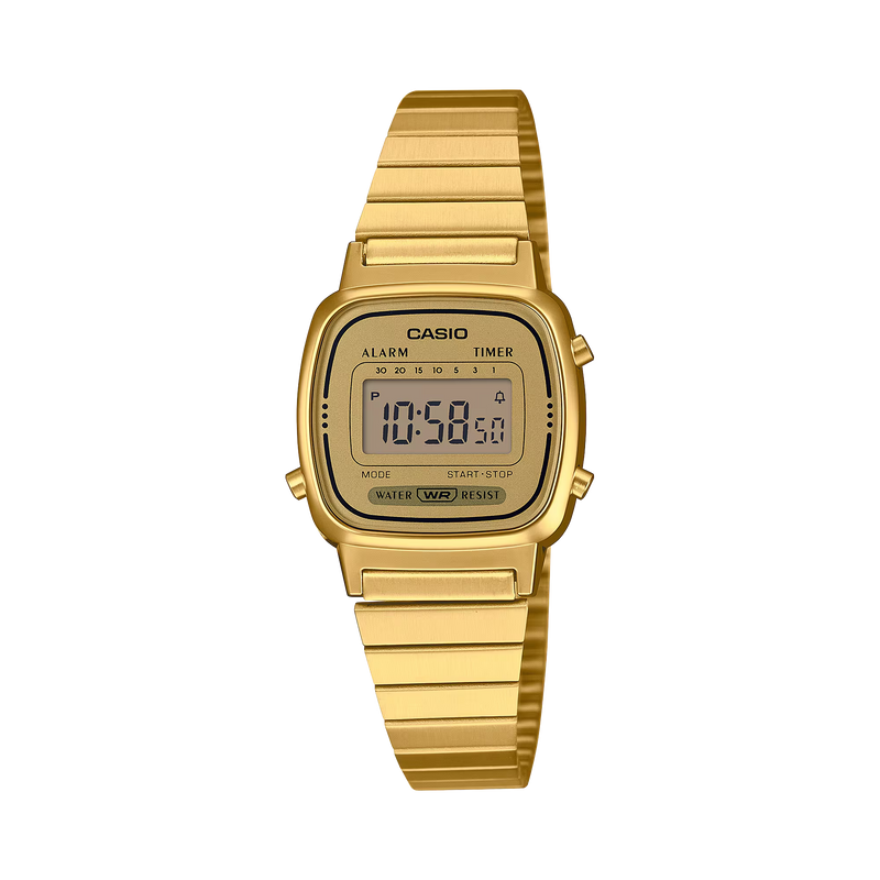 Unisex Vintage Mini Digital Watch - Gold - LA670WEGA-9EF