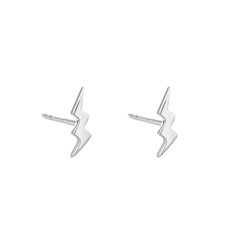 Lightning Stud Earrings - Silver - SPESSS26