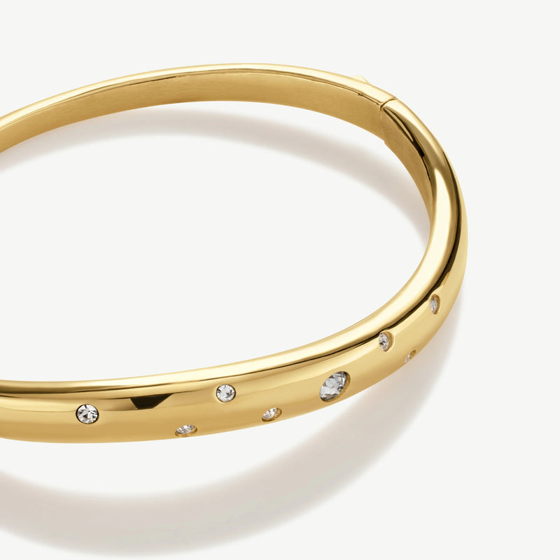 Wave Bangle with Stones - Gold