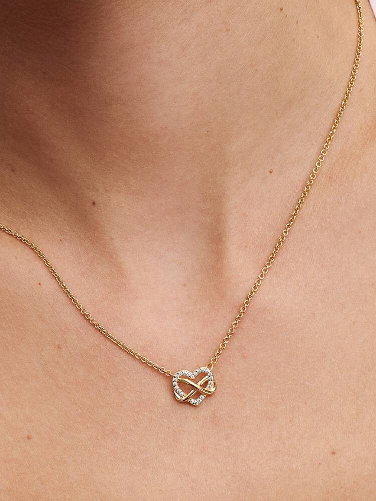 Sparkling Infinity Heart Collier Necklace - 14ct Gold Plating