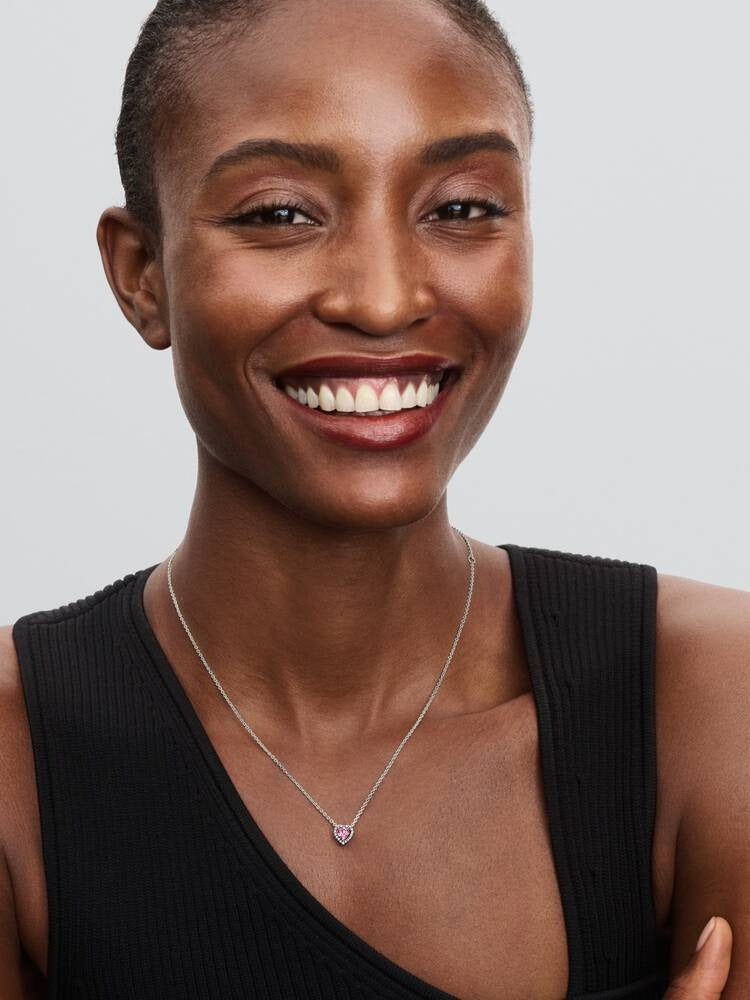Elevated Heart Necklace - Silver/Pink - 398425C02