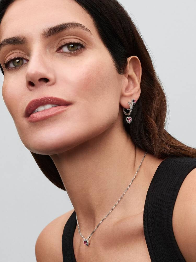 Elevated Heart Necklace - Silver/Pink - 398425C02