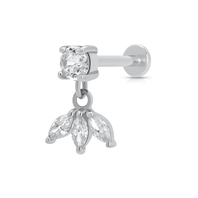 Princess Flat Back Earring (Single) - Silver - SPS-81