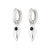 Black Onyx Shield Charm Hoop Earrings - Silver - SPS-2-162