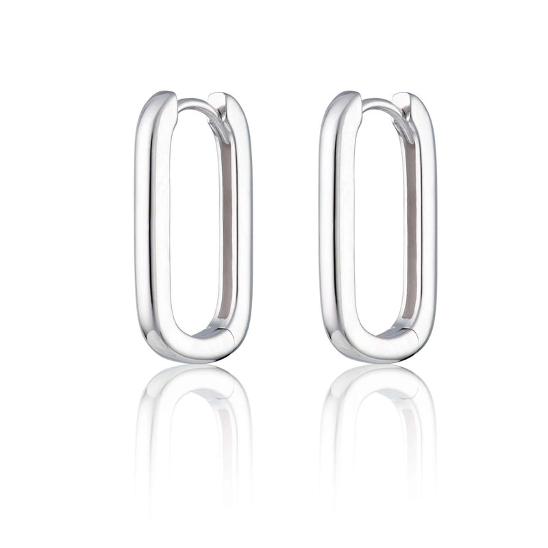 Oval Hoop Earrings - Silver - SPS-207