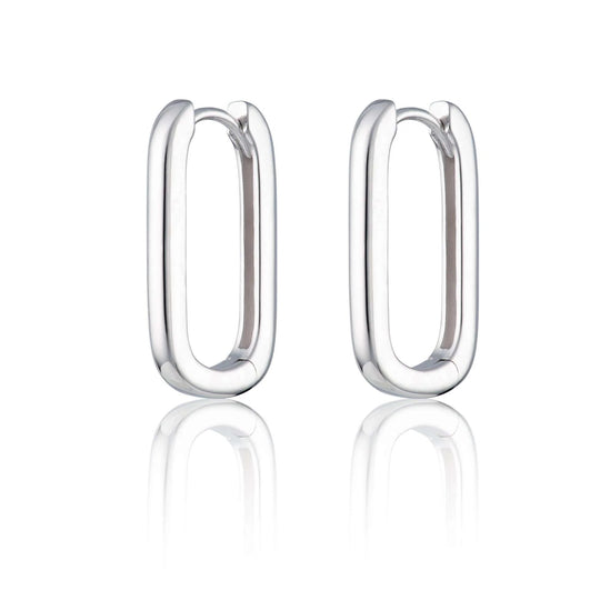 Oval Hoop Earrings - Silver - SPS-207