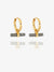 Midnight Shimmer Gemstone T-Bar Huggie Hoops Earrings - Gold