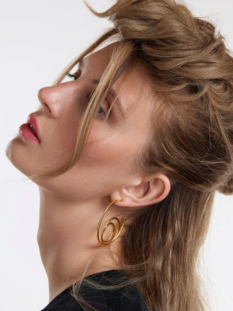 Statement Swirl Hoop Earrings - Gold - GRE01GP
