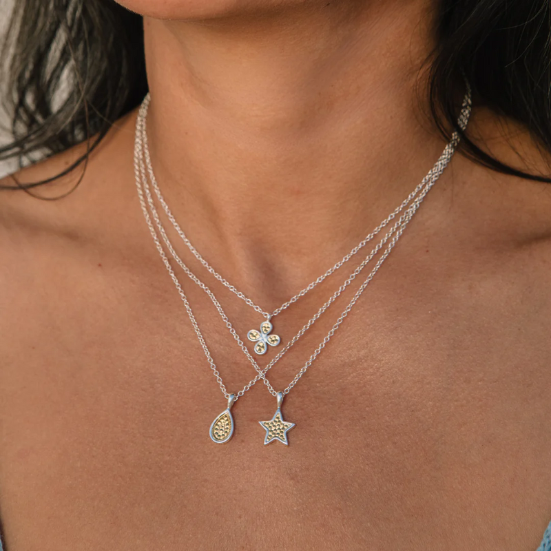 Mini Drop Necklace - Reversible - Gold/Silver - NK10907-TWT