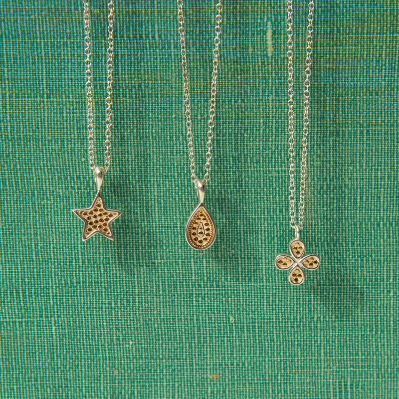 Mini Drop Necklace - Reversible - Gold/Silver - NK10907-TWT