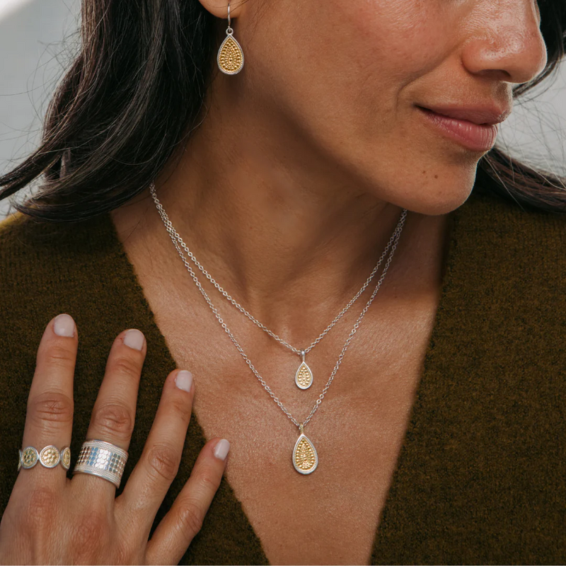 Mini Drop Necklace - Reversible - Gold/Silver - NK10907-TWT