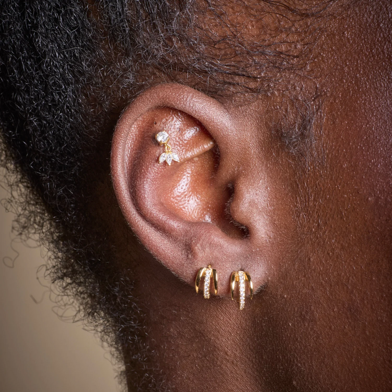 Illusion Claw Mini Huggie Hoop Earrings - Gold - SPG-143a