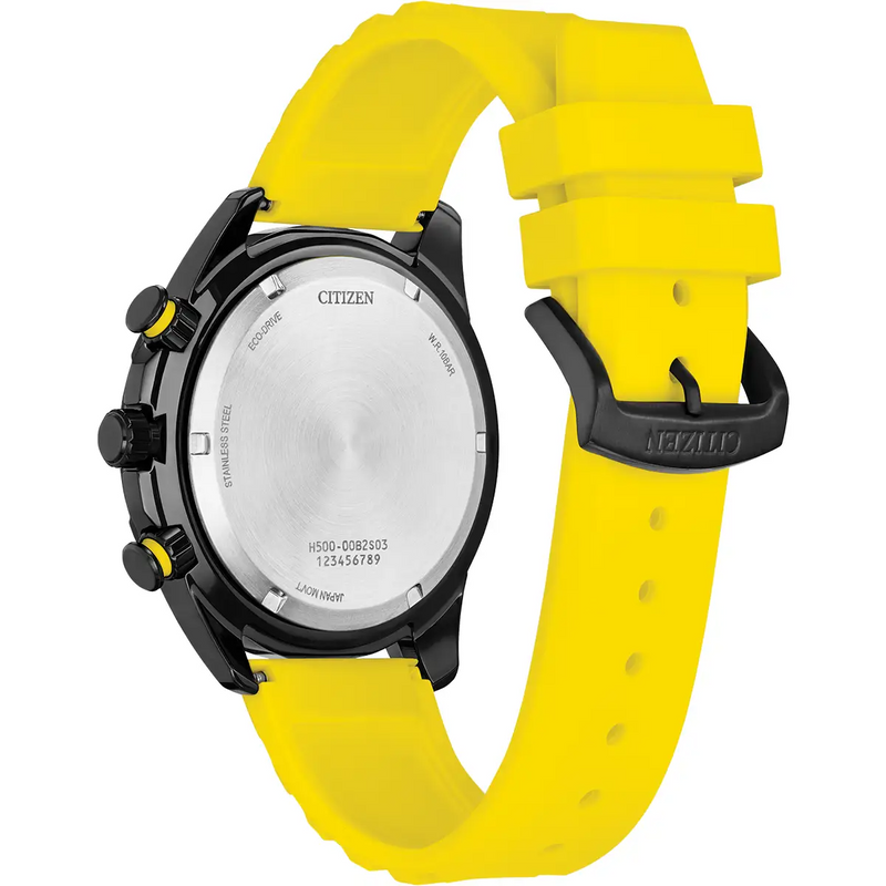 Men's Sport Chronograph Watch, Black/Yellow - AT2585-08E