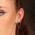 Black Stone Double Chain Huggie Earring - Silver - SPS-25009-52
