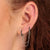 Black Stone Double Chain Huggie Earring - Silver - SPS-25009-52