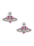 New Diamante Heart Earrings - Silver/Pink - 6201033K-02P686