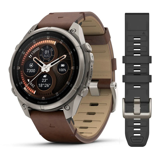 Fenix 9 Pro inReach Smartwatch, 47mm - Titanium with Walnut Leather Band - 010-04336-41