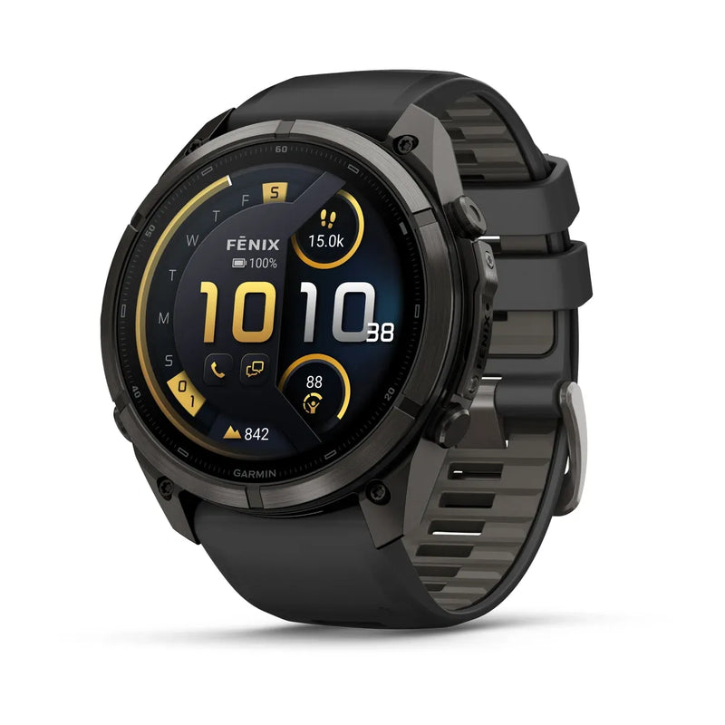 Fenix 9 Pro inReach Smartwatch, 51mm - Carbon Gray DLC Titanium with Black/Pebble Grey Silicone Band - 010-04337-11